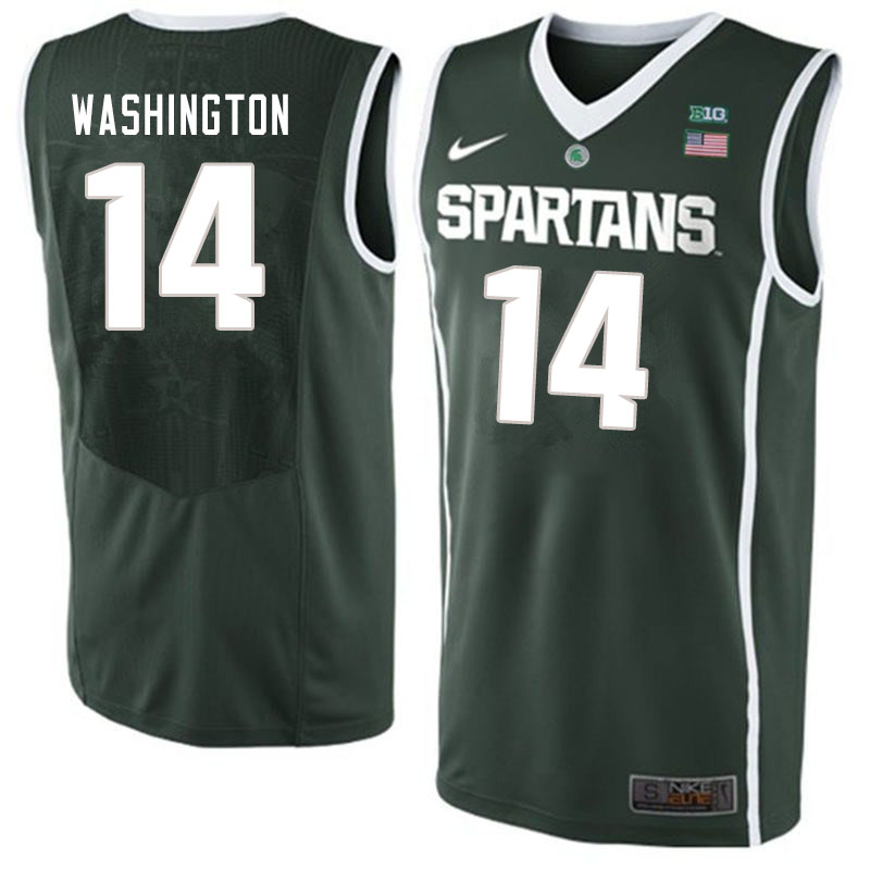 Men Michigan State Spartans #14 Brock Washington NCAA Nike Authentic Green 2020 College Stitched Basketball Jersey LM41T01UV